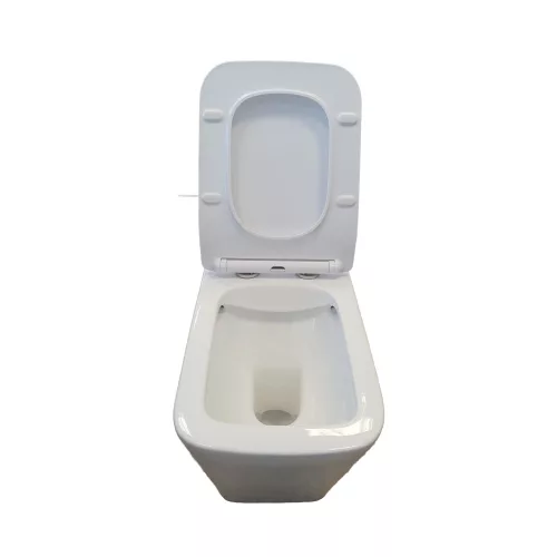 Eros ES QUADRO padlón álló WC - ülőkével komplett - perem nélküli öblítés - alsó / hátsó kifolyású