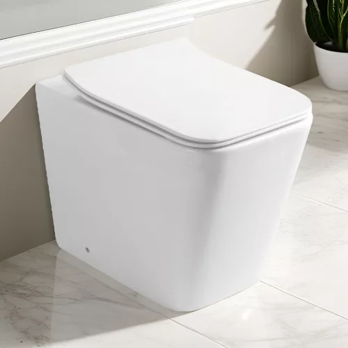 Eros ES QUADRO padlón álló WC - ülőkével komplett - perem nélküli öblítés - alsó / hátsó kifolyású