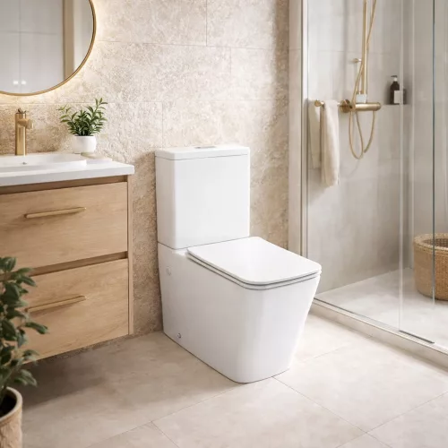 Eros ES QUADRO monoblokk WC - perem nélküli - WC ülőkével komplett