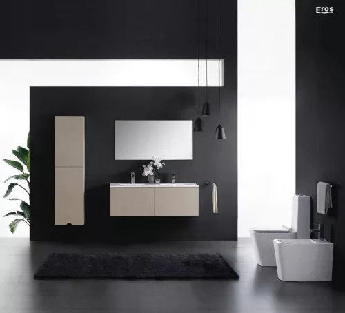 Eros ES QUADRO monoblokk WC - perem nélküli - WC ülőkével komplett