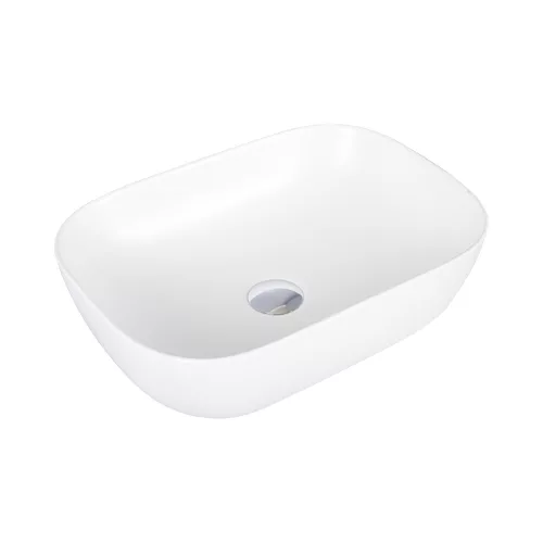 Eros SMILE 3 - PULTRA ültethető - Top Counter - porcelán mosdó - MATT FEHÉR - 46,5 x 32,5 x 13 cm