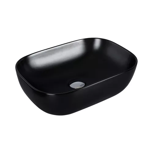 Eros SMILE 3 - PULTRA ültethető - Top Counter - porcelán mosdó - MATT FEKETE - 46,5 x 32,5 x 13 cm