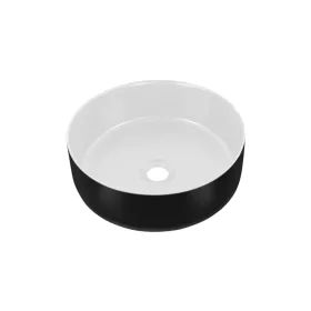 Eros Simple 8 - Pultra ültethető - Top Counter - porcelán mosdó- matt fekete/fehér - 36 x 36 x 13 cm