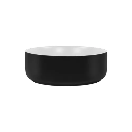 Eros Simple 8 - Pultra ültethető - Top Counter - porcelán mosdó- matt fekete/fehér - 36 x 36 x 13 cm