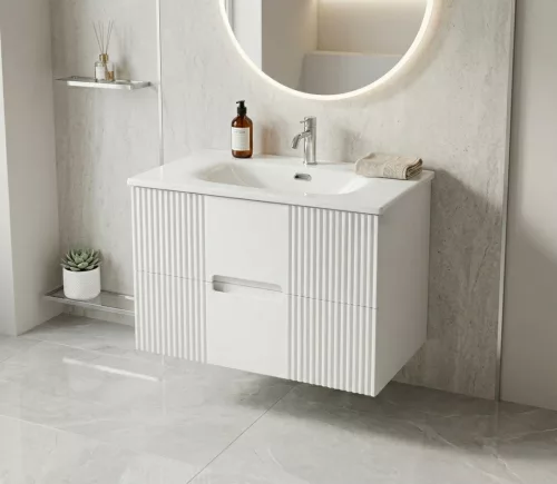 TMP MODENA 75 fali függesztett fürdőszobabútor - SKY E-8099-75 porcelán mosdóval - 75 x 46 x 55 cm