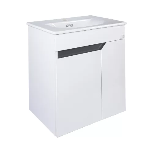 TMP VISION 50 fali függesztett fürdőszobai bútor - SKY 3 E-8099-50 porcelán mosdóval - 51 x 40 cm