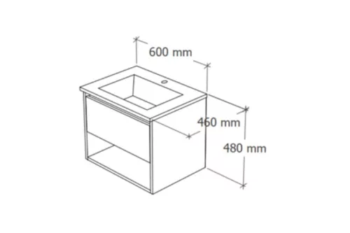 TMP NORD CRAFT 60 fali függesztett fürdőszobabútor - SKY E-8099-60 porcelán mosdóval- 61 x 46 cm