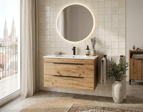 TMP VOX 80 GOLD CRAFT - fali fürdőszobabútor - NewArc 504080 porcelán mosdóval - 80 x 45 x 46 cm