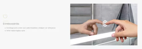 Viva AURA fürdőszoba tükör - érintőkapcsolós - páramenetesítős - órával - LED - KEREK - átmérő 60cm