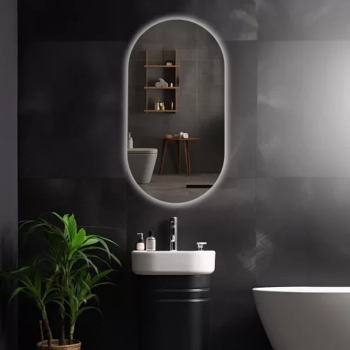 Viva AURA PINO 50 fürdőszoba tükör - érintőkapcsolóval - AMBIENT LED - OVÁLIS - ÁLLÓ - 50x90 cm