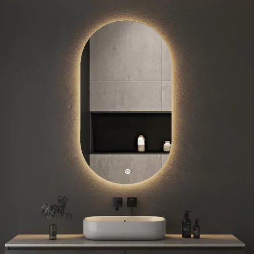 Viva AURA PINO 50 fürdőszoba tükör - érintőkapcsolóval - AMBIENT LED - OVÁLIS - ÁLLÓ - 50x90 cm
