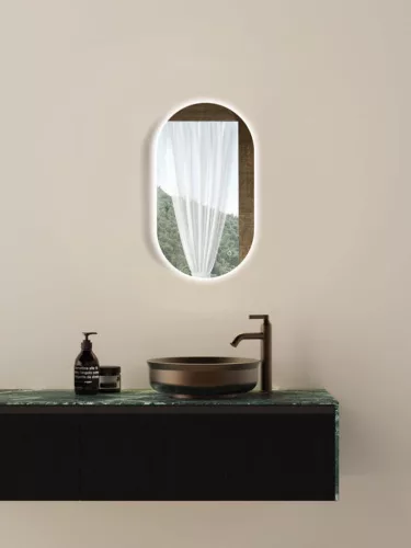 Viva AURA PINO 50 fürdőszoba tükör - érintőkapcsolóval - AMBIENT LED - OVÁLIS - ÁLLÓ - 50x90 cm