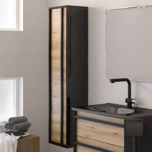 Piramida EURIDIKA OLIVA-FEKETE - fali fürdőszobabútor fekete mosdóval - 75 x 53 x 48 cm