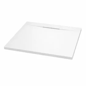   Zuhanytálca - kőhatású, strukturált pala - kompozit ásvány - Viva ES - matt fehér - 90 x 90 x 3 cm