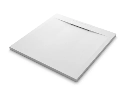 Viva ES zuhanytálca - matt fehér - kőhatású - kompozit ásvány - szifonnal - 90 x 90 x 3 cm