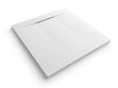 Zuhanytálca - kőhatású, strukturált pala - kompozit ásvány - Viva ES - matt fehér - 90 x 90 x 3 cm