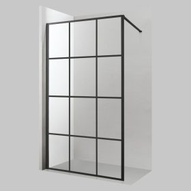   Viva AQUA Max WALK IN Zuhanyfal - FEKETE mintás - FEKETE profil - 8 mm NANO üveg - 100 x 200 cm