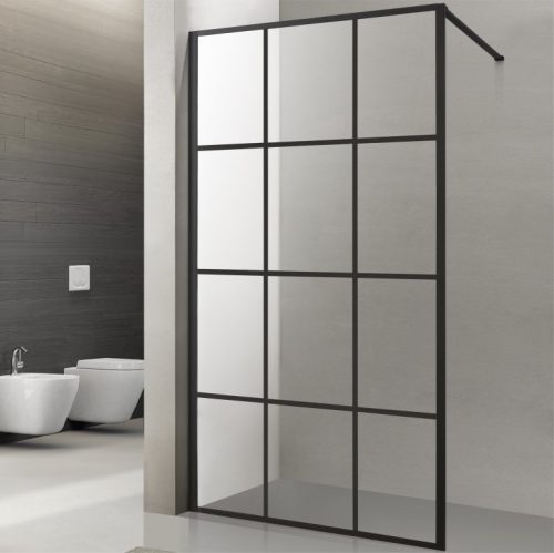 Viva AQUA Max WALK IN Zuhanyfal - FEKETE mintás - FEKETE profil - 8 mm NANO üveg - 110 x 200 cm