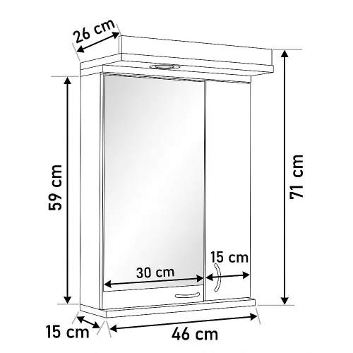 VivaStyle DJANI Tükrös fürdőszobai szekrény - KICSI - 46 x 71 cm