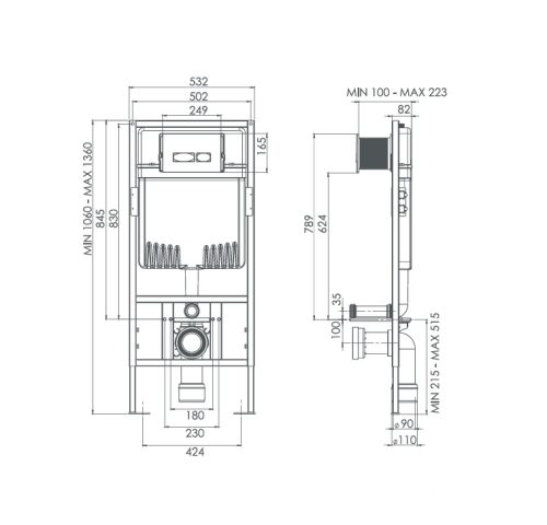 CeraStyle NIL WC öblítőtartály fali wc-hez - falsík alatti - dupla öblítésű 3/6 l