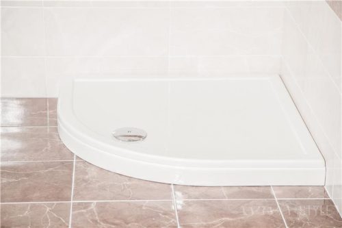 Favorit ULTRA SLIM zuhanytálca íves - szaniter akril - leeresztővel - szifonnal - 80 x 80 cm