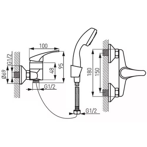 Ferro BASIC zuhany csaptelep - zuhanyszettel