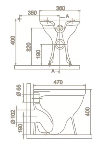 CeraStyle porcelán WC csésze - HÁTSÓ kifolyású - bidé kivitel