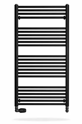 Birossi törölközőszárító radiátor - egyenes - fekete - 600 x 1320 mm