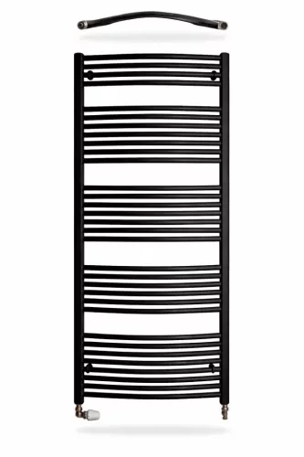 Birossi törölközőszárító radiátor - íves - fekete - 450 x 1320 mm