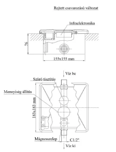 B&K piszoár öblítőszelep - falsík alatti - infrás vezérléssel - mágnesszeleppel - 230V tápegységgel