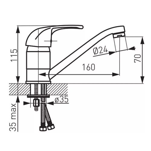 Ferro VASTO Mosdó csaptelep - forgatható kifolyóval