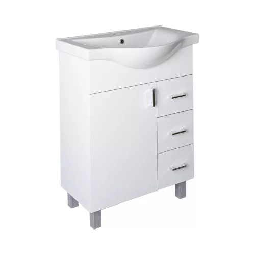 VivaStyle BIANKA 65 lábon álló fürdőszobabútor 3 fiókos Sanovit ALBATROS10065 mosdóval 64,5 x 46,5cm