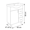 VivaStyle BIANKA 65 lábon álló fürdőszobabútor 3 fiókos Sanovit ALBATROS10065 mosdóval 64,5 x 46,5cm