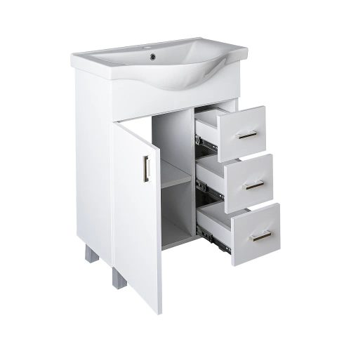 Viva STYLE Bianka 65 lábon álló fürdőszobabútor 3 fiókos Sanovit ALBATROS10065 mosdóval 64,5x46,5cm