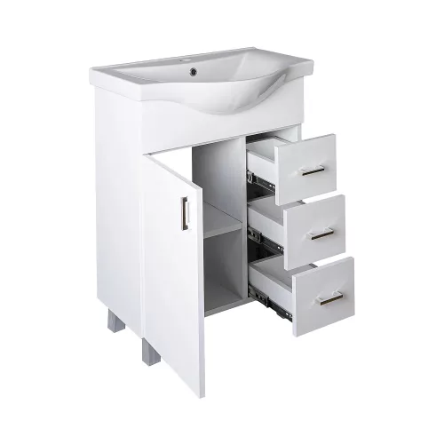 VivaStyle BIANKA 65 lábon álló fürdőszobabútor 3 fiókos Sanovit ALBATROS10065 mosdóval 64,5 x 46,5cm