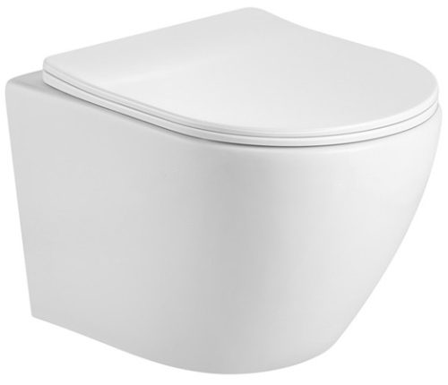 Eros ES BELLA SLIM - fali WC - WC ülőkével - TORNADO öblítés - perem nélküli - 49 cm