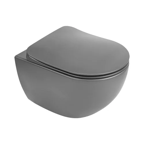 Eros ES BELLA SLIM fali WC - MATT SZÜRKE - WC ülőkével - VORTEX örvényöblítéssel - 49 cm