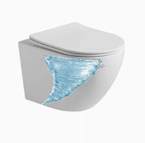 Eros ES BELLA SLIM fali WC - perem nélküli - WC ülőkével - VORTEX örvényöblítéssel - 49 cm