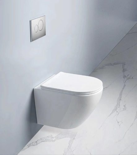 Eros ES BELLA SLIM - fali WC - WC ülőkével - TORNADO öblítés - perem nélküli - 49 cm