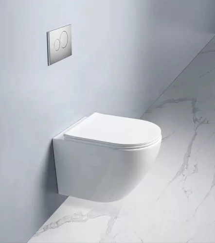 Eros ES BELLA SLIM fali WC - perem nélküli - WC ülőkével - VORTEX örvényöblítéssel - 49 cm