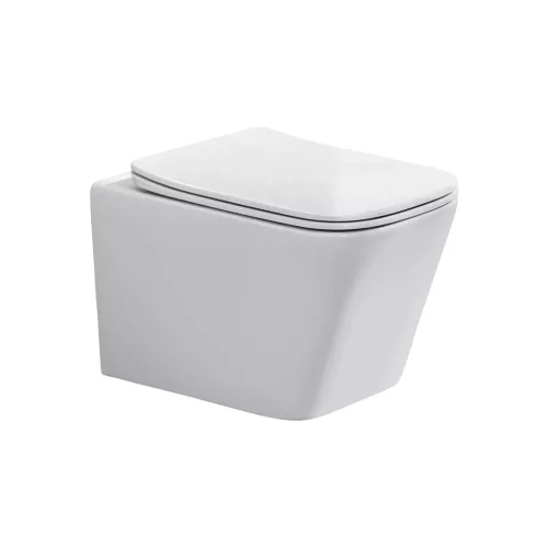 Eros ES QUADRO fali wc - ülőkével komplett - perem nélküli öblítés - 49,5 cm