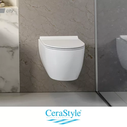CeraStyle CITY fali WC - MATT FEHÉR - rimless - perem nélküli - rejtett rögzítésű - 53 cm