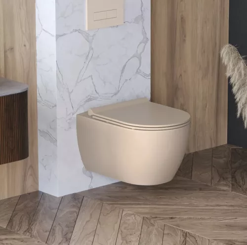 CeraStyle CITY fali WC - MATT BÉZS - rimless - perem nélküli - rejtett szerelésű