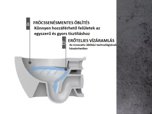 CeraStyle CITY fali WC - MATT BÉZS - rimless - perem nélküli - rejtett rögzítésű - 53 cm