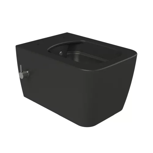 CeraStyle HERA fali WC - MATT FEKETE - BEÉPÍTETT bidé funkcióval - perem nélküli - 52 cm
