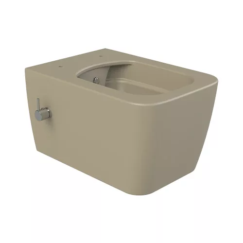CeraStyle HERA fali WC - MATT BÉZS - BEÉPÍTETT bidé funkcióval - perem nélküli - 52 cm