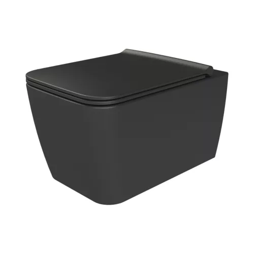 CeraStyle HERA fali WC - MATT FEKETE - rimless - perem nélküli - rejtett rögzítésű - 52 cm