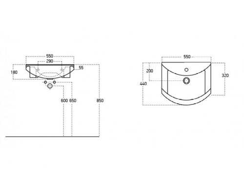Viva Szquare 55 fürdőszobabútor + Szquare 55 tükrös szekrény + mosdó
