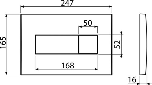 Alcaplast nyomólap - dupla nyomógomb - kicsi szögletes - MATT- KRÓM