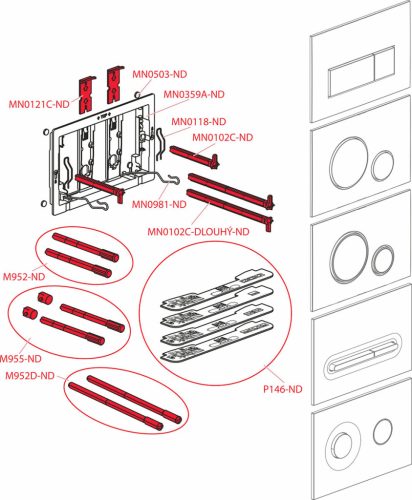 Alcaplast nyomólap - dupla nyomógomb - FEKETE - MATT